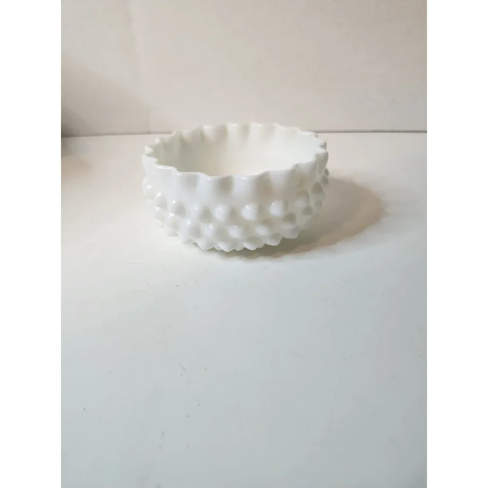 Hobnail White Milkglass Planter Tray Or Candy Dish Scalloped Edge